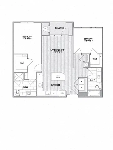 Floor plan 2 BED 2 BATH - 1,130