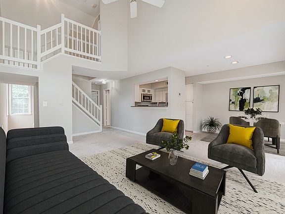 Family room view with staircase