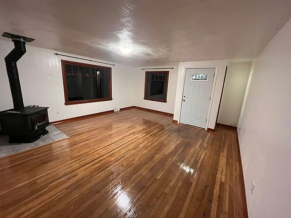 Wood burning fireplace in living room