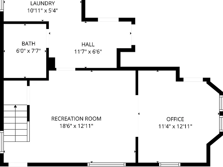 Lower level layout. Also has direct access from the 2 car garage via a private tunnel stairwell.