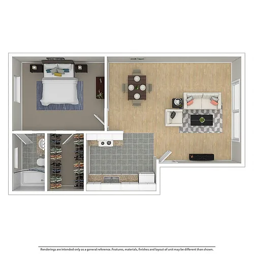 Floor plan 1 Bedroom 1 Bath