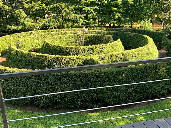 and view "The Key to China" a 72 foot labyrinth made of Pride of Houston Holly with "Stargazer" in the center