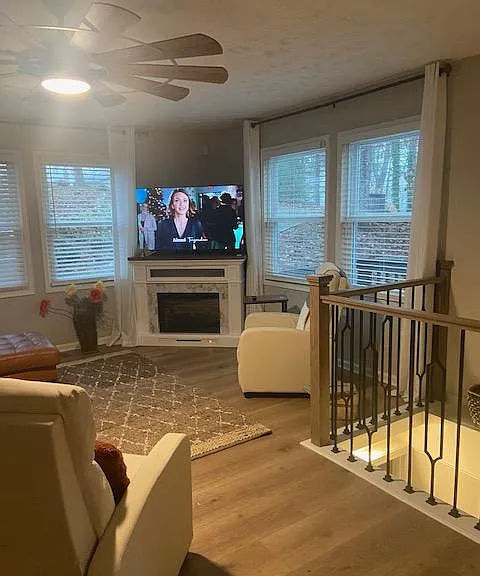 Electric fireplace in family room