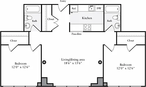 Floor plan The Lofts 2 Bedrooms X