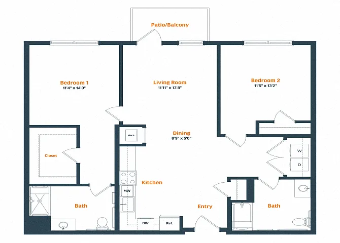 Floor plan B4 HP | 2 Bed | 2 Bath