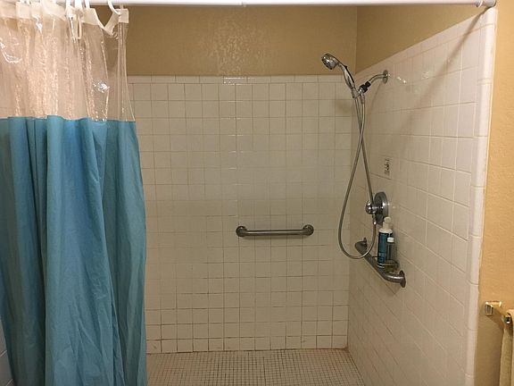 large floor level shower in master bath