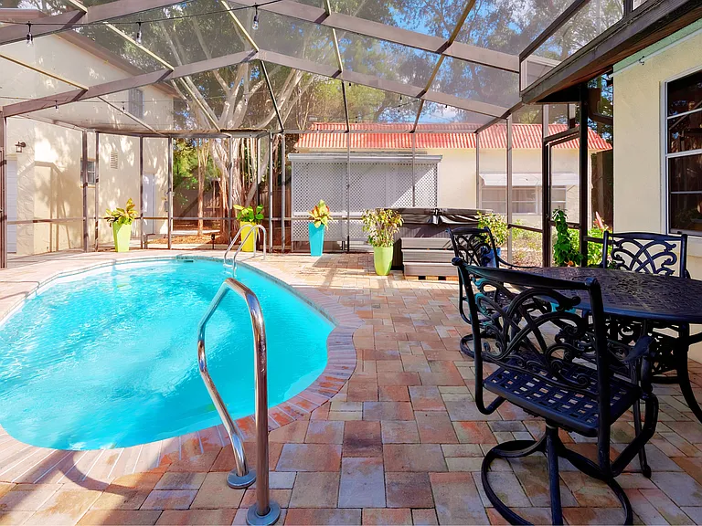 Pool | Outdoor Seating & Dining Area | Hot Tub