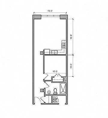 Floor plan TORI - 1 Bed 1 Bath 13-S