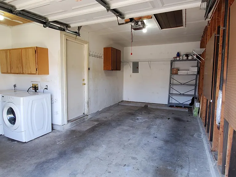Garage with washer and dryer