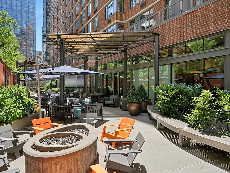 Outdoor terrace with fire pit