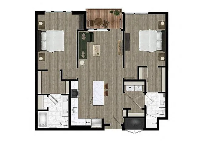 Floor plan Two Bedroom (2B)