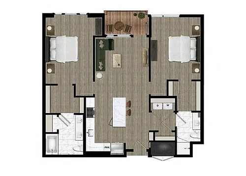 Floor plan Two Bedroom (2B)
