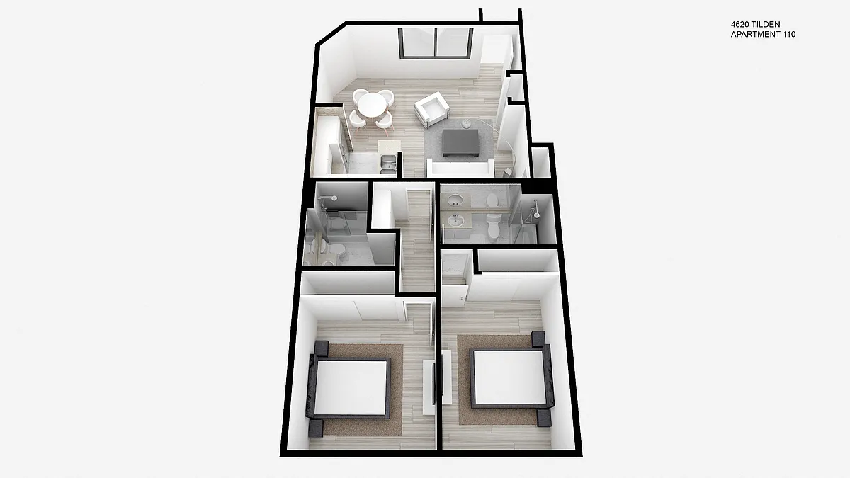 Floor plan Two Bed ~ Two Bath
