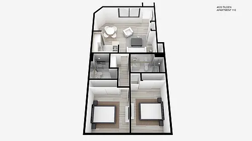 Floor plan Two Bed ~ Two Bath