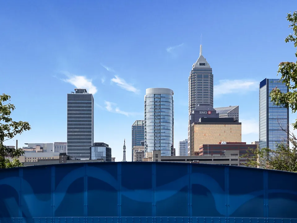 The downtown skyline, about ten minutes on foot.