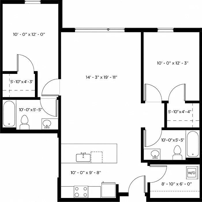 Floor plan 2 Bed 2 Bath