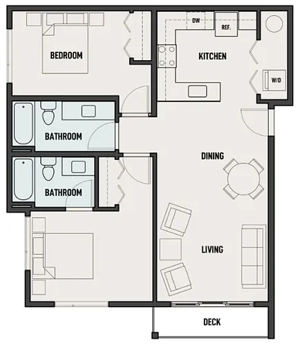 Floor plan 2 Bed 2 Bath A - The Woods
