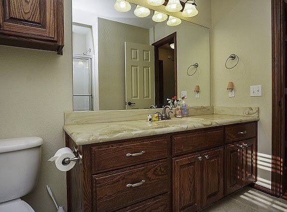 Marble counter in hall bath
