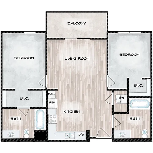 Floor plan 2 Bed 2 Bath A