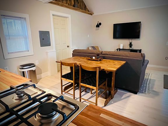 Large 55" smart tv in kitchen/living area