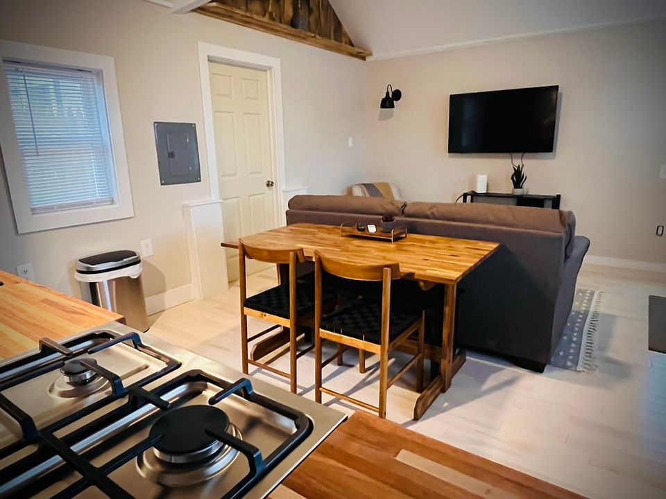 Large 55" smart tv in kitchen/living area