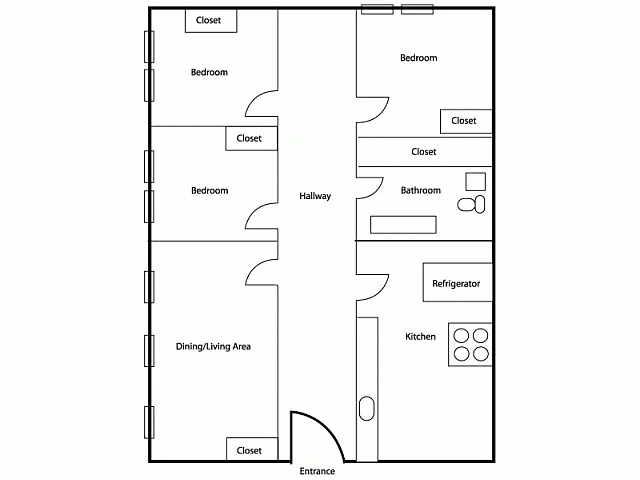 Floor plan 3BR/1BA Plus