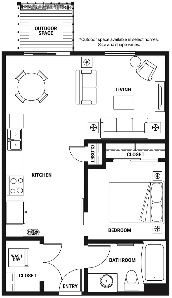 Floor plan U5 Open One Bed