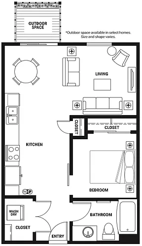 Floor plan U3 Open One Bed