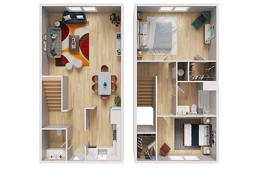 Floor plan 2 Bedroom, 1.5 Bath Townhome