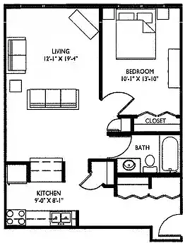 Floor plan One Bedroom B Small