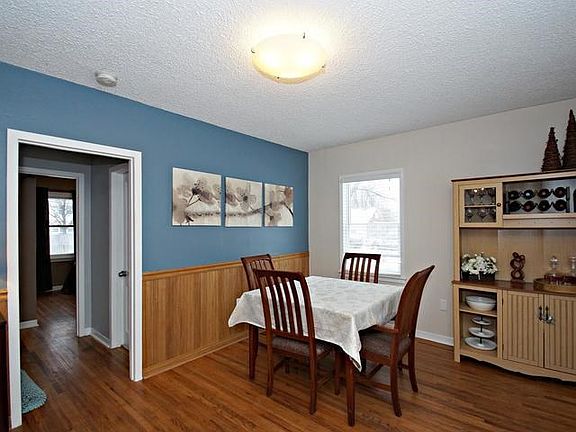 Great dining space with hardwood floors adjacent to the living room.