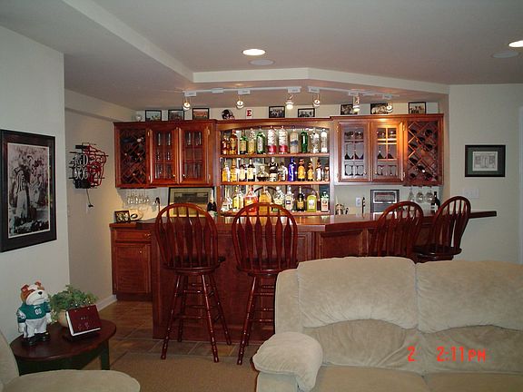 Custom built bar in basement