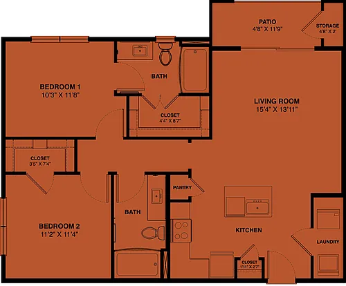 Floor plan B2 60% (Income Restrictions Apply)