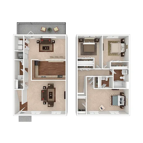 Floor plan 3 Bedroom Townhome