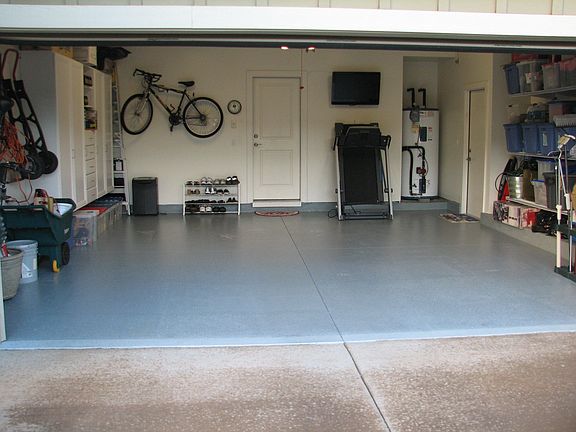 Garage with painted floor