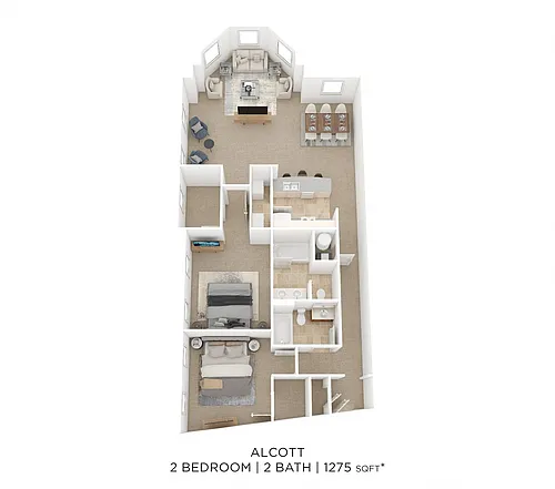 Floor plan Two Bedroom 2 Bath- Alcott
