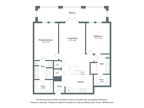 Floor plan The Meridian | 2 Bed | 2 Bath