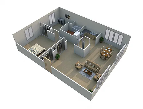 Floor plan One Bedroom with Study