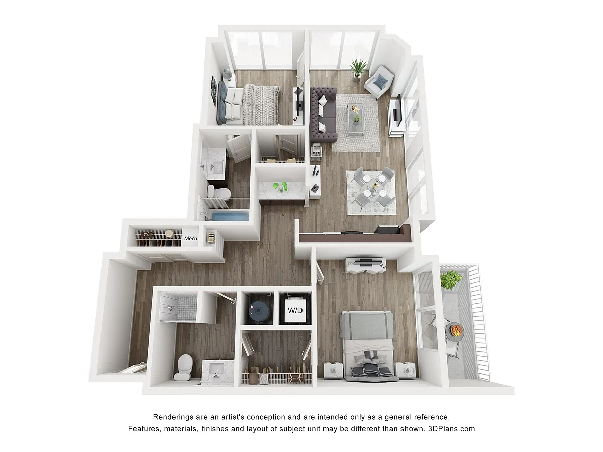 Floor plan 2 BEDROOM B2 EAST WEST