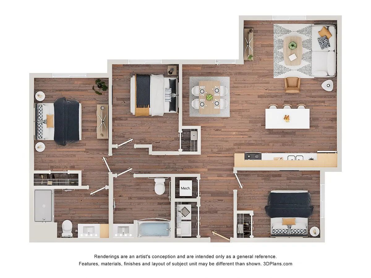 Floor plan 3AA (Wheelchair Accessible)
