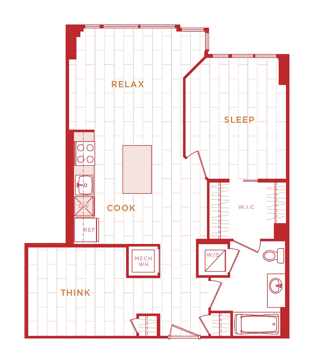 Floor plan 1 Bed/1 Bath Den s-ad13