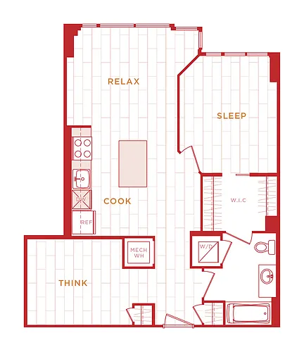 Floor plan 1 Bed/1 Bath Den s-ad13
