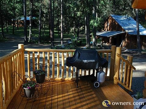 Outbuildings seen south of the home deck.