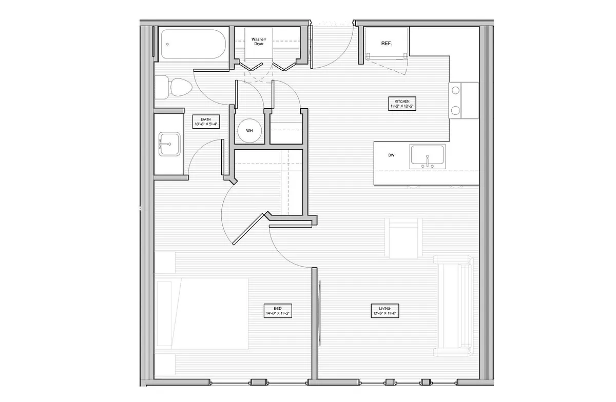 Floor plan Village Flat 1 Bedroom