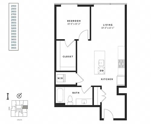 Floor plan 1 Bedroom A7