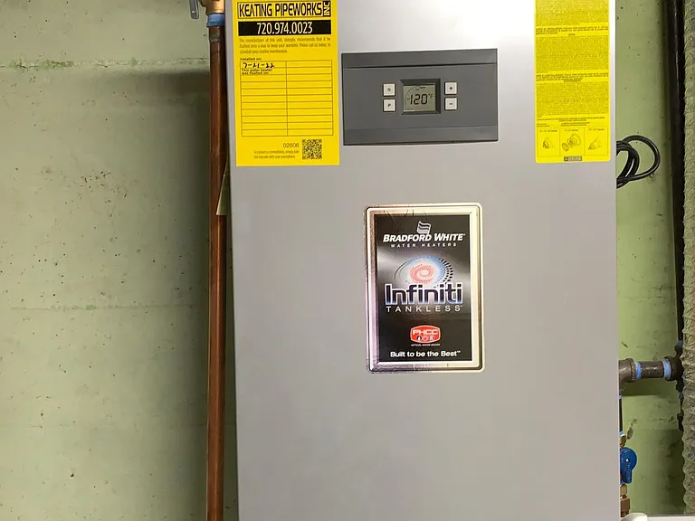 Utility room, tankless water heater