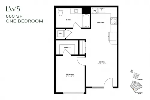Floor plan One Bedroom Live Work LW5