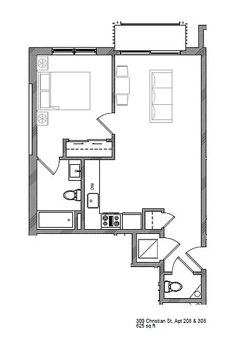 Floor plan 208 and 308