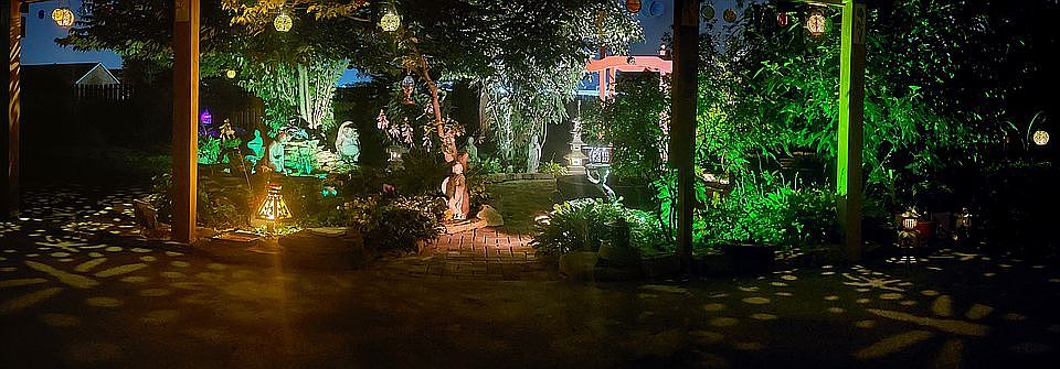 Backyard Garden at night
