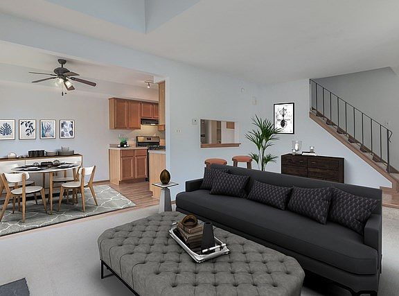 Open floorplan, with vaulted ceiling
